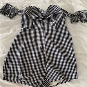 Urban Outfitters Off Shoulder Gingham Romper